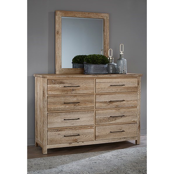 Vaughan Bassett Dovetail Bedroom 754002+446 Rustic Dresser and Mirror